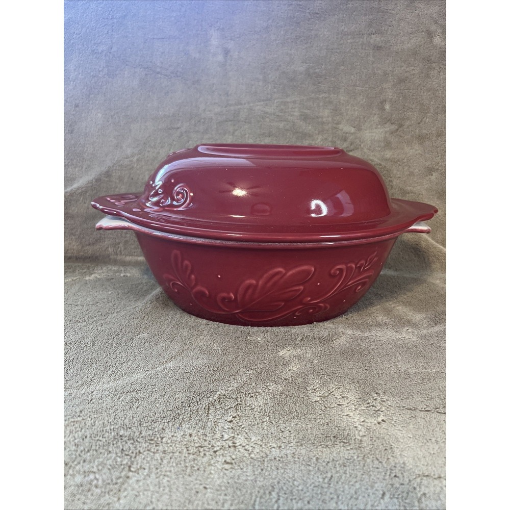 Pfaltzgraff "Weir In Your Kitchen" Red Covered Casserole Dish w/ Lid Oven‎ Safe